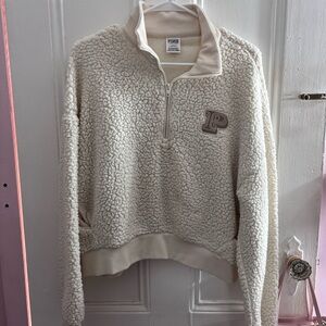 PINK Victoria's Secret Sherpa Quarter-Zip Jacket